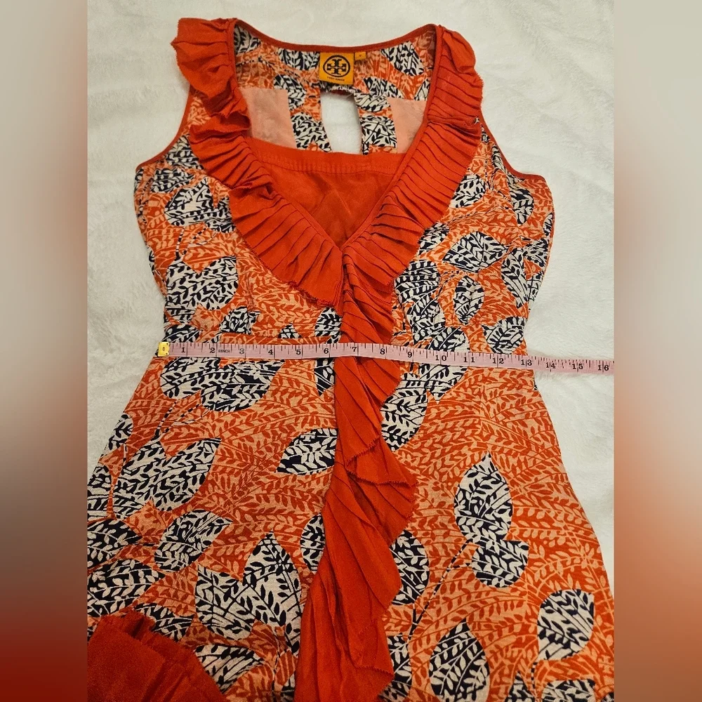 Tory Burch Janetta Silk Ruffle Pleated Dress,Mermaid Hem Size 0 - Picture 7 of 11